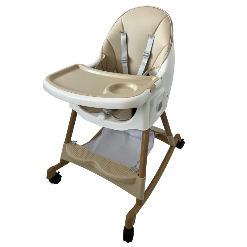 Καρεκλάκι φαγητού Bebe 4 σε 1 με ανάκληση και δυνατότητα κούνιας απο 6 μηνών έως 15 κιλά σε μπεζ χρώμα