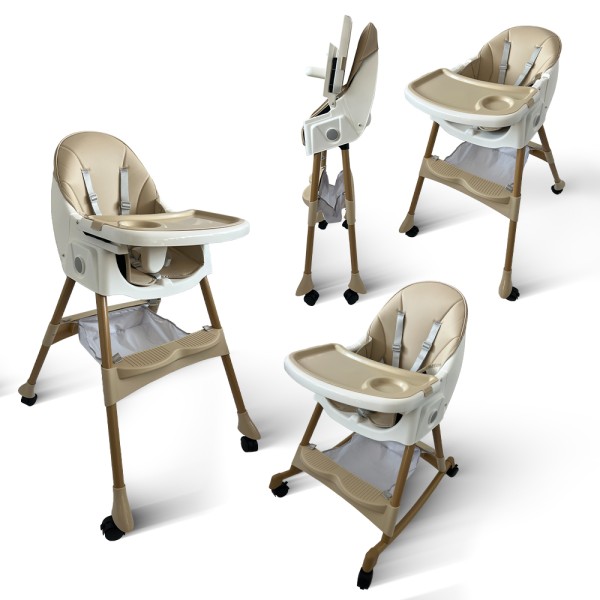 Καρεκλάκι φαγητού Bebe 4 σε 1 με ανάκληση και δυνατότητα κούνιας απο 6 μηνών έως 15 κιλά σε μπεζ χρώμα