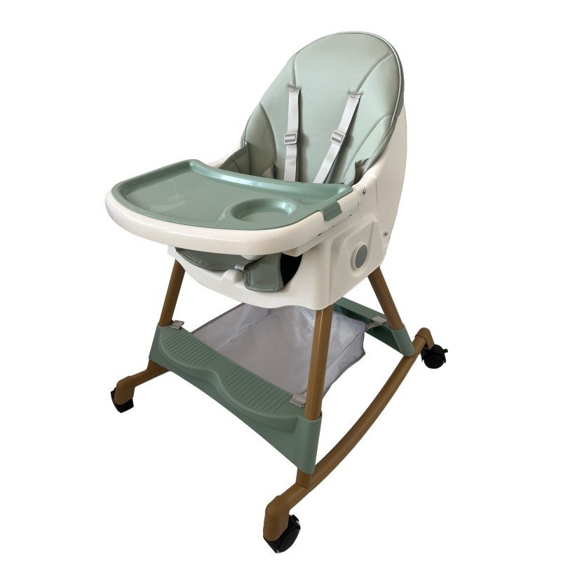 Καρεκλάκι φαγητού Bebe 4 σε 1 με ανάκληση και δυνατότητα κούνιας απο 6 μηνών έως 15 κιλά σε πράσινο χρώμα