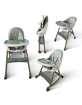 Καρεκλάκι φαγητού Bebe 4 σε 1 με ανάκληση και δυνατότητα κούνιας απο 6 μηνών έως 15 κιλά σε πράσινο χρώμα