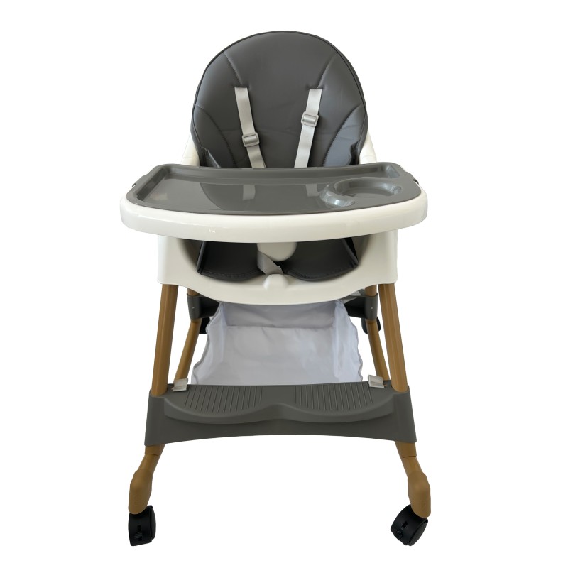 Καρεκλάκι φαγητού Bebe 4 σε 1 με ανάκληση και δυνατότητα κούνιας απο 6 μηνών έως 15 κιλά σε γκρι χρώμα