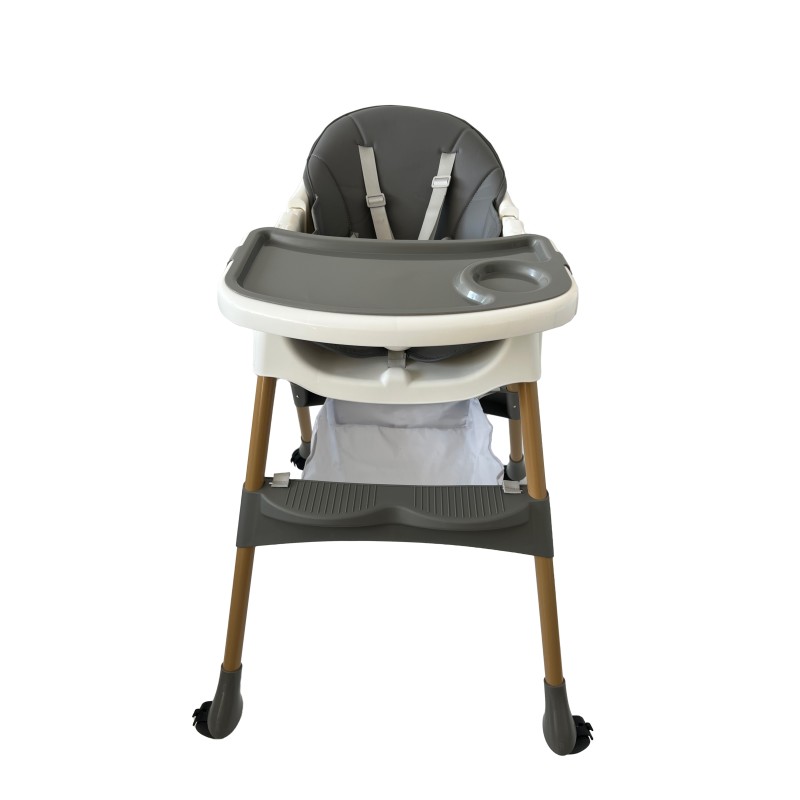 Καρεκλάκι φαγητού Bebe 4 σε 1 με ανάκληση και δυνατότητα κούνιας απο 6 μηνών έως 15 κιλά σε γκρι χρώμα