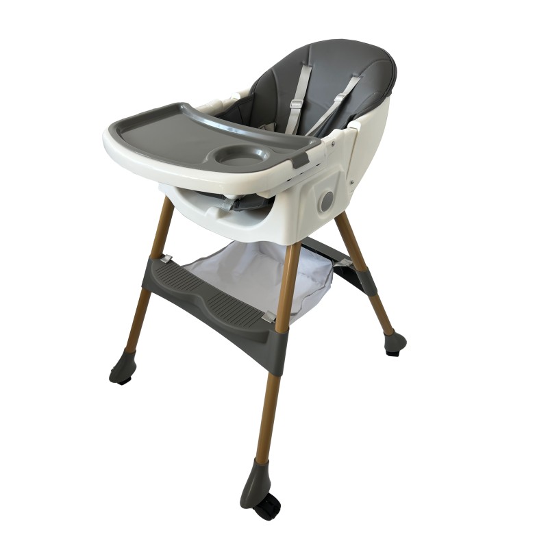 Καρεκλάκι φαγητού Bebe 4 σε 1 με ανάκληση και δυνατότητα κούνιας απο 6 μηνών έως 15 κιλά σε γκρι χρώμα