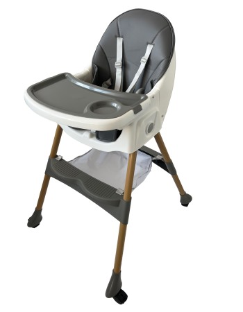 Καρεκλάκι φαγητού Bebe 4 σε 1 με ανάκληση και δυνατότητα κούνιας απο 6 μηνών έως 15 κιλά σε γκρι χρώμα