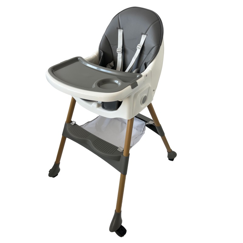 Καρεκλάκι φαγητού Bebe 4 σε 1 με ανάκληση και δυνατότητα κούνιας απο 6 μηνών έως 15 κιλά σε γκρι χρώμα