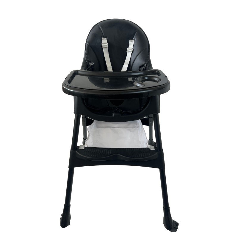 Καρεκλάκι φαγητού Bebe 4 σε 1 με ανάκληση και δυνατότητα κούνιας απο 6 μηνών έως 15 κιλά σε μαύρο χρώμα με μαύρα πόδια