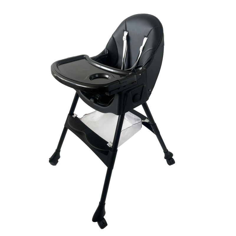 Καρεκλάκι φαγητού Bebe 4 σε 1 με ανάκληση και δυνατότητα κούνιας απο 6 μηνών έως 15 κιλά σε μαύρο χρώμα με μαύρα πόδια