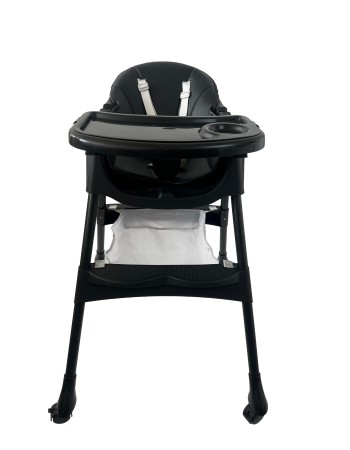 Καρεκλάκι φαγητού Bebe 4 σε 1 με ανάκληση και δυνατότητα κούνιας απο 6 μηνών έως 15 κιλά σε μαύρο χρώμα με μαύρα πόδια