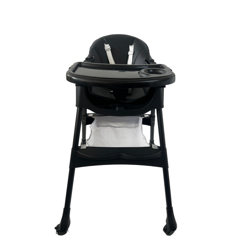 Καρεκλάκι φαγητού Bebe 4 σε 1 με ανάκληση και δυνατότητα κούνιας απο 6 μηνών έως 15 κιλά σε μαύρο χρώμα με μαύρα πόδια