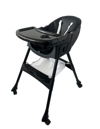 Καρεκλάκι φαγητού Bebe 4 σε 1 με ανάκληση και δυνατότητα κούνιας απο 6 μηνών έως 15 κιλά σε μαύρο χρώμα με μαύρα πόδια