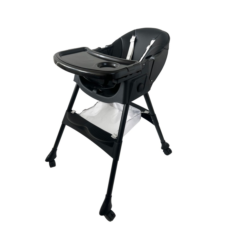 Καρεκλάκι φαγητού Bebe 4 σε 1 με ανάκληση και δυνατότητα κούνιας απο 6 μηνών έως 15 κιλά σε μαύρο χρώμα με μαύρα πόδια