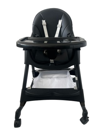 Καρεκλάκι φαγητού Bebe 4 σε 1 με ανάκληση και δυνατότητα κούνιας απο 6 μηνών έως 15 κιλά σε μαύρο χρώμα με μαύρα πόδια