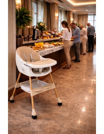Καρεκλάκι φαγητού Bebe 4 σε 1 με ανάκληση και δυνατότητα κούνιας απο 6 μηνών έως 15 κιλά σε μπεζ χρώμα