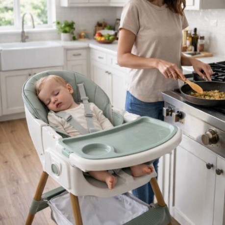 Καρεκλάκι φαγητού Bebe 4 σε 1 με ανάκληση και δυνατότητα κούνιας απο 6 μηνών έως 15 κιλά σε πράσινο χρώμα