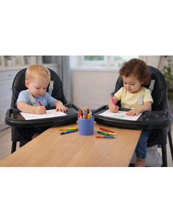 Καρεκλάκι φαγητού Bebe 4 σε 1 με ανάκληση και δυνατότητα κούνιας απο 6 μηνών έως 15 κιλά σε μαύρο χρώμα με μαύρα πόδια