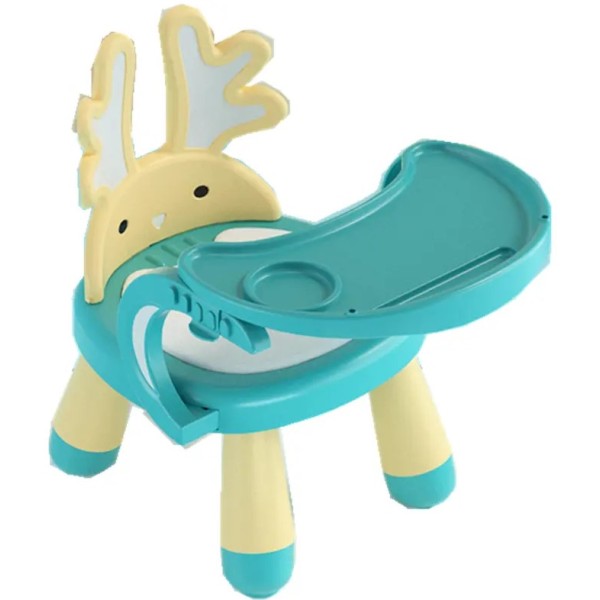 Παιδικό καρεκλάκι πλαστικό τραπεζάκι φαγητού με παιχνίδια απασχόλησης πράσινο κίτρινο