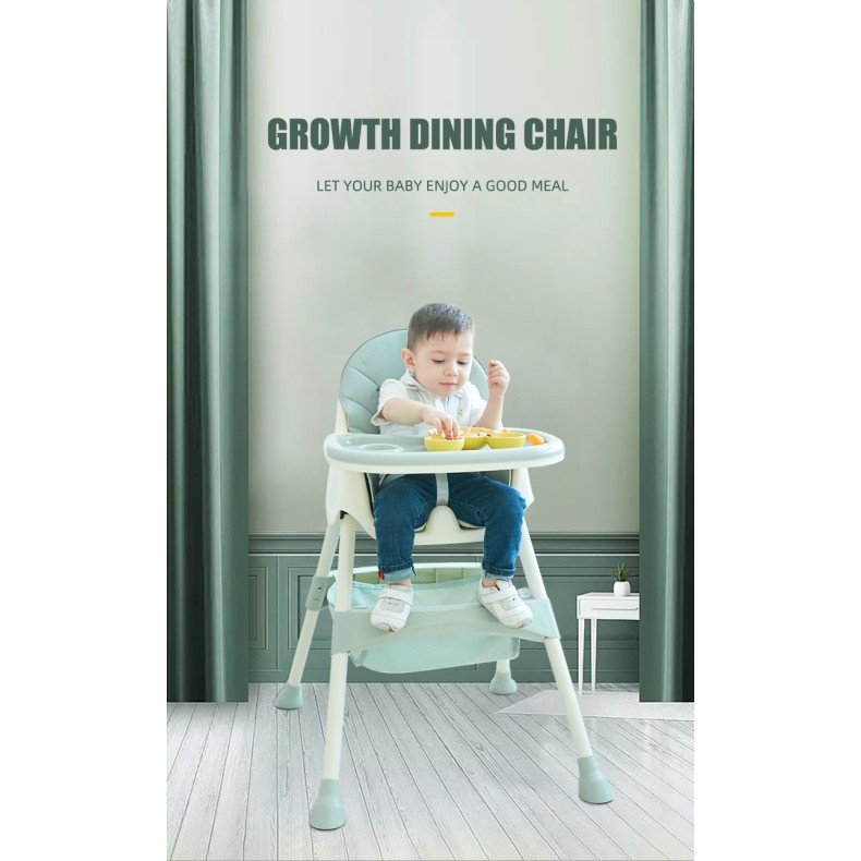 2 σε 1 παιδικό καρεκλάκι φαγητού δερματίνης ηλικίας 6 έως 36 μηνών με διπλό τραπεζάκι σε πράσινο