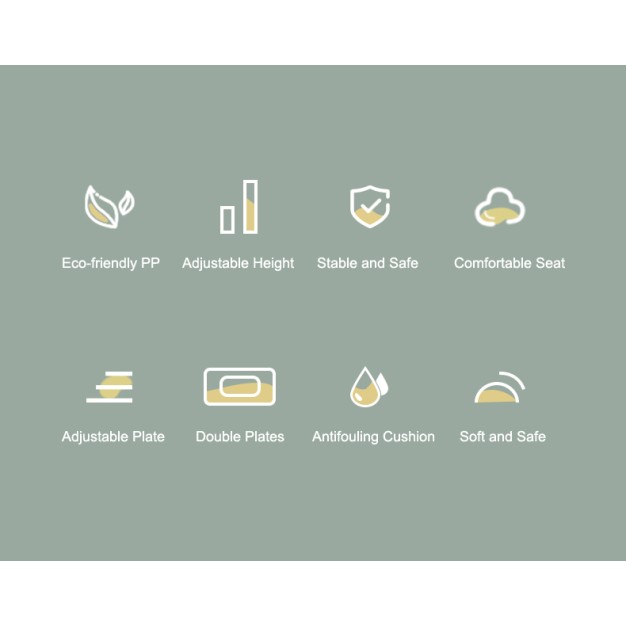 2 σε 1 παιδικό καρεκλάκι φαγητού δερματίνης ηλικίας 6 έως 36 μηνών με διπλό τραπεζάκι σε πράσινο