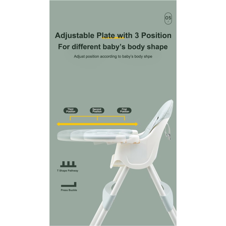 2 σε 1 παιδικό καρεκλάκι φαγητού δερματίνης ηλικίας 6 έως 36 μηνών με διπλό τραπεζάκι σε πράσινο