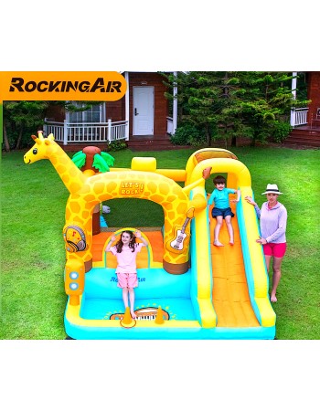 Rocking Air Φουσκωτό Τραμπολίνο Giraffe με αναρρήχηση και τσουλήθρα
