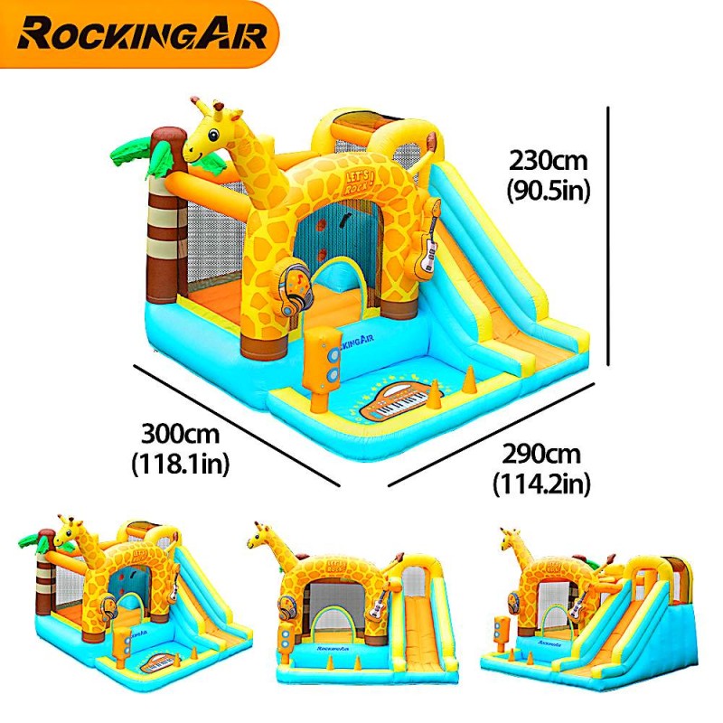 Rocking Air Φουσκωτό Τραμπολίνο Giraffe με αναρρήχηση και τσουλήθρα