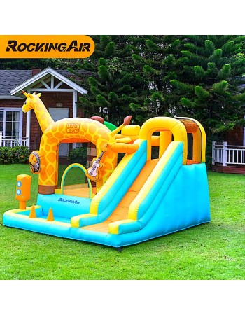 Rocking Air Φουσκωτό Τραμπολίνο Giraffe με αναρρήχηση και τσουλήθρα