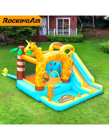 Rocking Air Φουσκωτό Τραμπολίνο Giraffe με αναρρήχηση και τσουλήθρα
