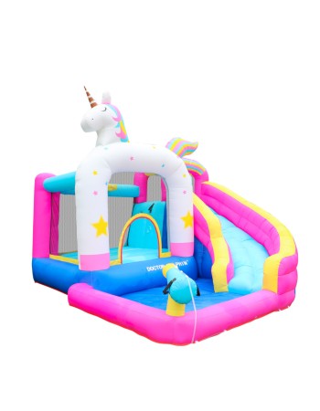 Φουσκωτό Τραμπολίνο Μονόκερος με νεροτσουλήθρα μπασκέτα πισίνα και αναρρίχηση