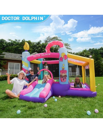 Doctor Dolphin Φουσκωτό Τραμπολίνο Donuts με τσουλήθρα και μπαλοπισίνα