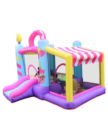 Doctor Dolphin Φουσκωτό Τραμπολίνο Donuts με τσουλήθρα και μπαλοπισίνα