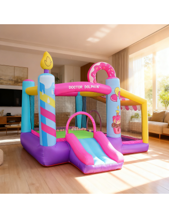 Doctor Dolphin Φουσκωτό Τραμπολίνο Donuts με τσουλήθρα και μπαλοπισίνα