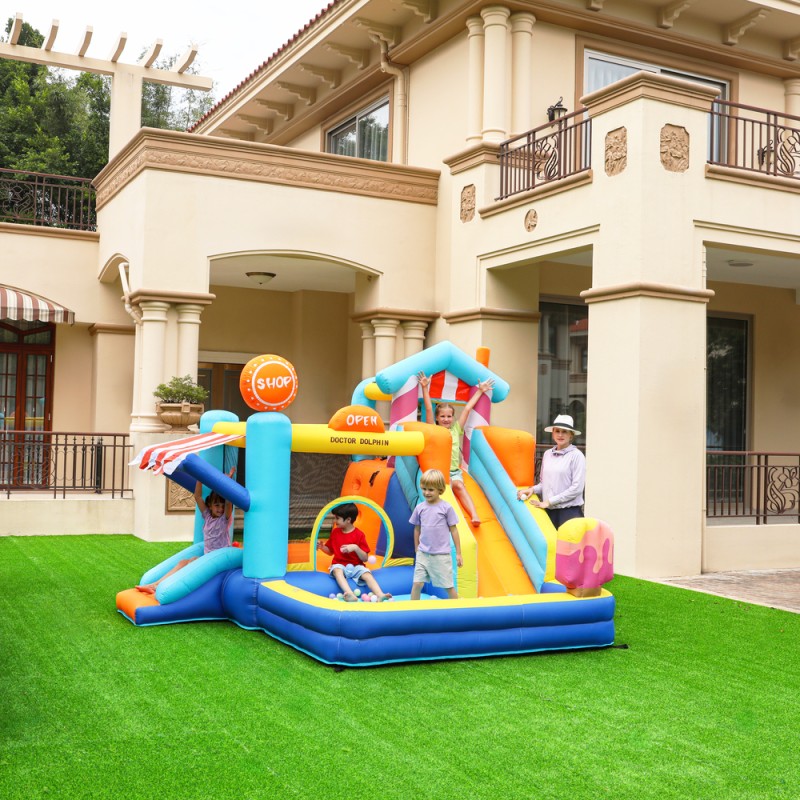 Doctor Dolphin Φουσκωτό Τραμπολίνο με δύο τσουλήθρες αναρρίχηση και μπαλοπισίνα