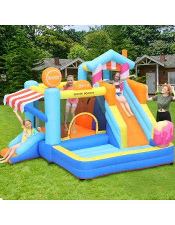 Doctor Dolphin Φουσκωτό Τραμπολίνο με δύο τσουλήθρες αναρρίχηση και μπαλοπισίνα