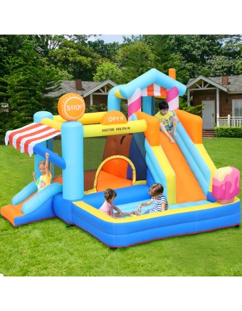 Doctor Dolphin Φουσκωτό Τραμπολίνο με δύο τσουλήθρες αναρρίχηση και μπαλοπισίνα