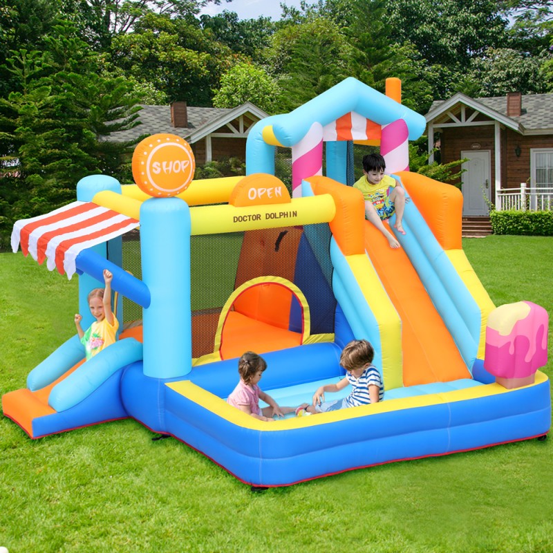 Doctor Dolphin Φουσκωτό Τραμπολίνο με δύο τσουλήθρες αναρρίχηση και μπαλοπισίνα
