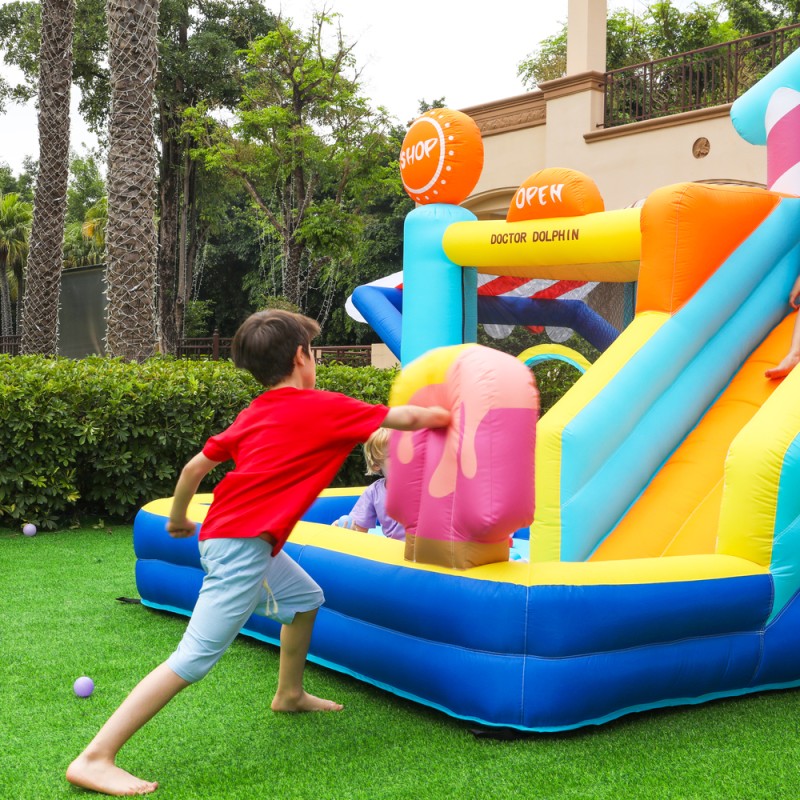 Doctor Dolphin Φουσκωτό Τραμπολίνο με δύο τσουλήθρες αναρρίχηση και μπαλοπισίνα