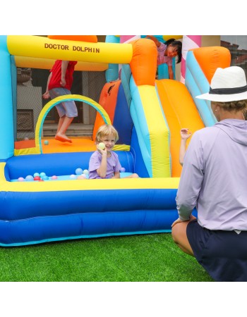 Doctor Dolphin Φουσκωτό Τραμπολίνο με δύο τσουλήθρες αναρρίχηση και μπαλοπισίνα