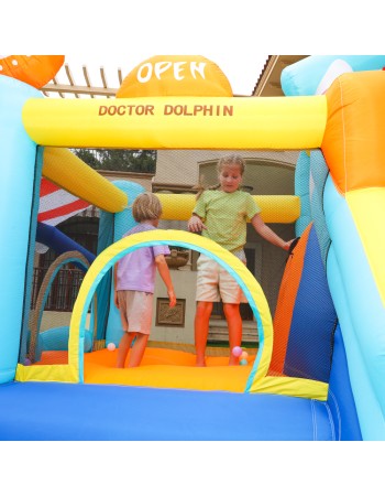 Doctor Dolphin Φουσκωτό Τραμπολίνο με δύο τσουλήθρες αναρρίχηση και μπαλοπισίνα