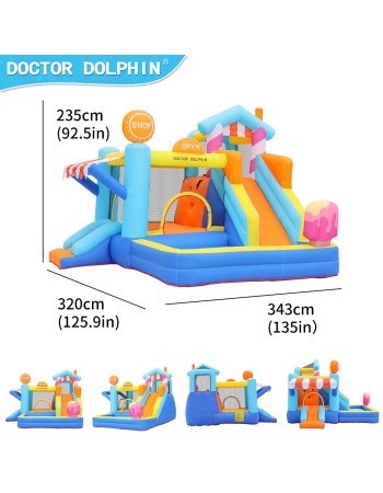Doctor Dolphin Φουσκωτό Τραμπολίνο με δύο τσουλήθρες αναρρίχηση και μπαλοπισίνα