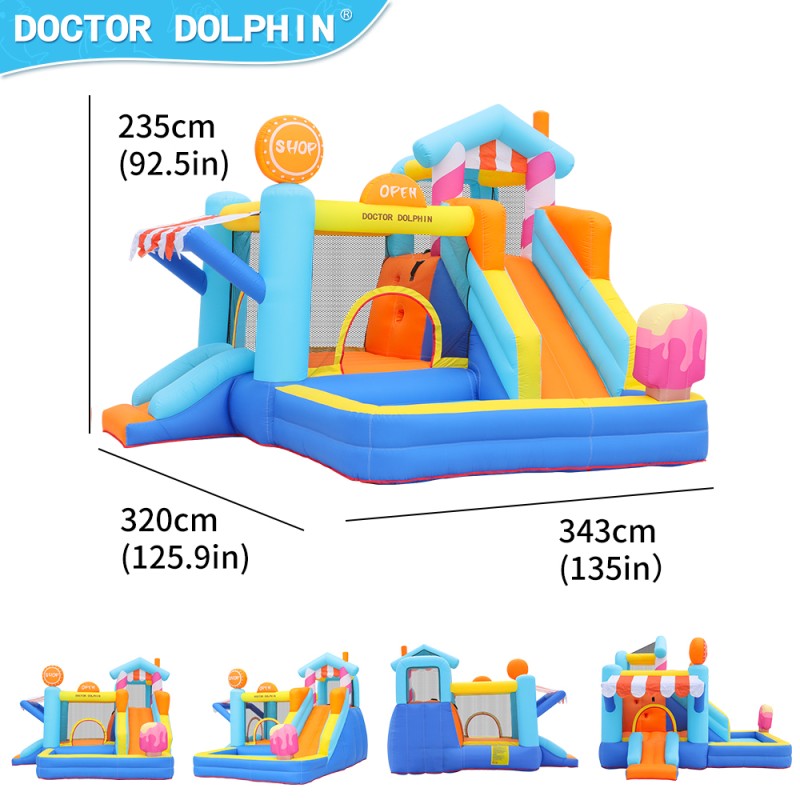 Doctor Dolphin Φουσκωτό Τραμπολίνο με δύο τσουλήθρες αναρρίχηση και μπαλοπισίνα