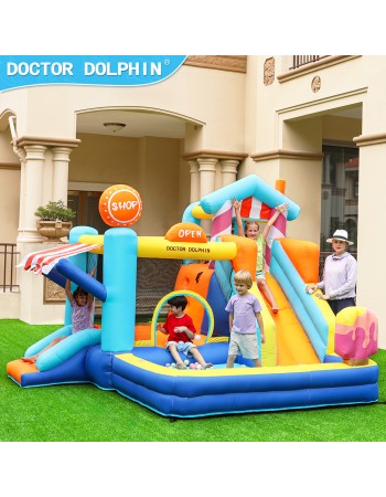 Doctor Dolphin Φουσκωτό Τραμπολίνο με δύο τσουλήθρες αναρρίχηση και μπαλοπισίνα