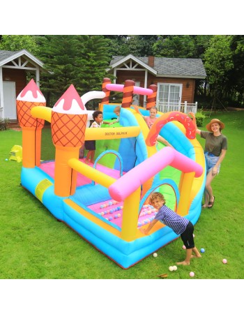 Doctor Dolphin Φουσκωτό Τραμπολίνο Ice Cream με τσουλήθρα αναρρίχηση και μπαλοπισίνα