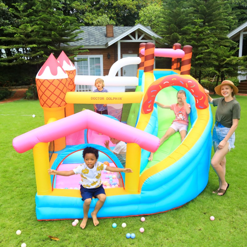 Doctor Dolphin Φουσκωτό Τραμπολίνο Ice Cream με τσουλήθρα αναρρίχηση και μπαλοπισίνα