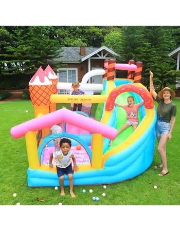 Doctor Dolphin Φουσκωτό Τραμπολίνο Ice Cream με τσουλήθρα αναρρίχηση και μπαλοπισίνα