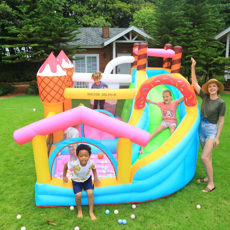 Doctor Dolphin Φουσκωτό Τραμπολίνο Ice Cream με τσουλήθρα αναρρίχηση και μπαλοπισίνα