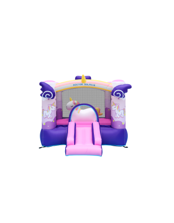 Doctor Dolphin Φουσκωτό Τραμπολίνο Μονόκερος με τσουλήθρα αλογάκι και μπασκέτα