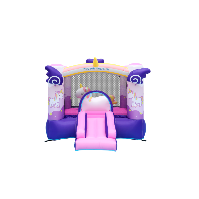 Doctor Dolphin Φουσκωτό Τραμπολίνο Μονόκερος με τσουλήθρα αλογάκι και μπασκέτα