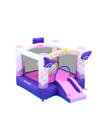 Doctor Dolphin Φουσκωτό Τραμπολίνο Μονόκερος με τσουλήθρα αλογάκι και μπασκέτα