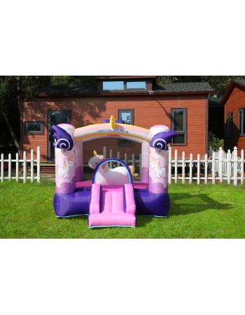 Doctor Dolphin Φουσκωτό Τραμπολίνο Μονόκερος με τσουλήθρα αλογάκι και μπασκέτα