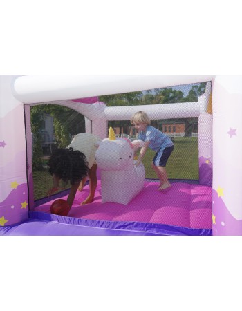 Doctor Dolphin Φουσκωτό Τραμπολίνο Μονόκερος με τσουλήθρα αλογάκι και μπασκέτα